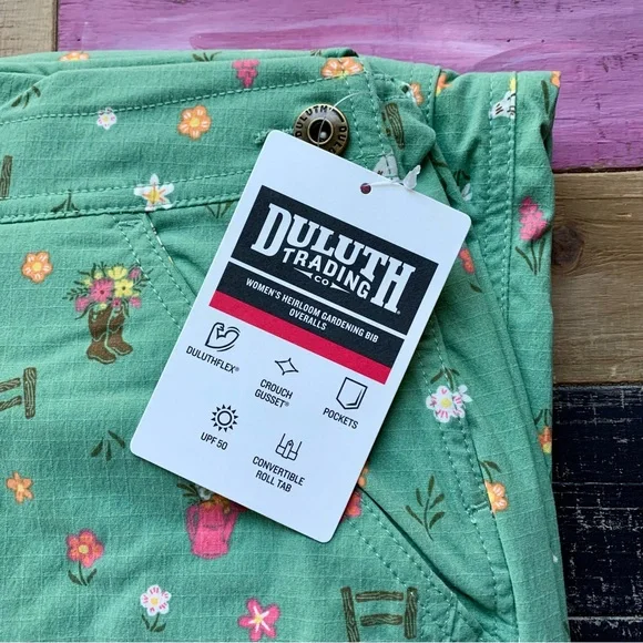 NWT Duluth M x35L Heirloom Gardening Bib Overalls Glacial Green Garden Goose - Picture 6 of 9